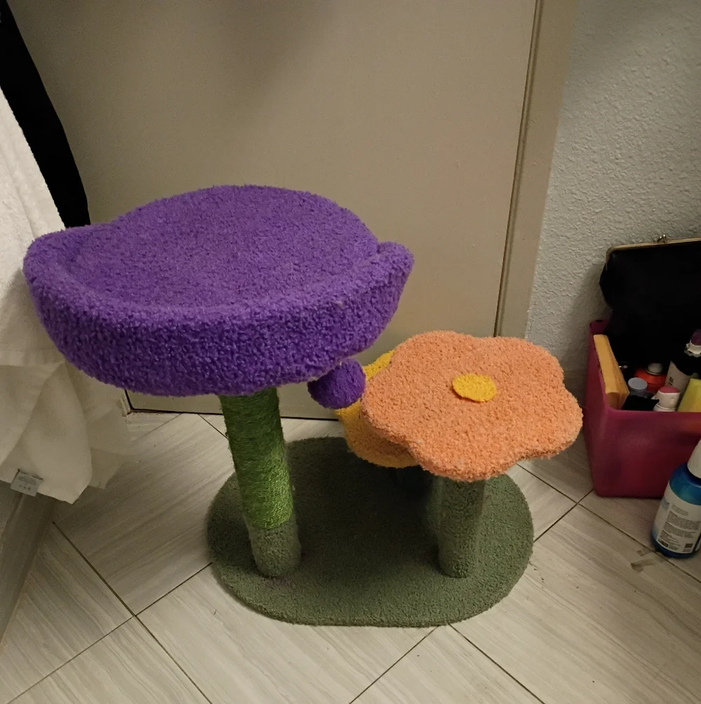 Plush Daisy Cat Tree - Purple, Yellow, Orange, Green